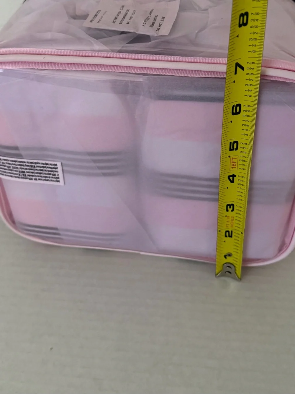 Victoria's Secret 4-piece Makeup Bag Train Case Iconic Pink Heritage Striped NWT